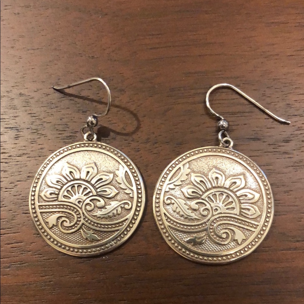 Brighton Sun Medallion Silver Earrings